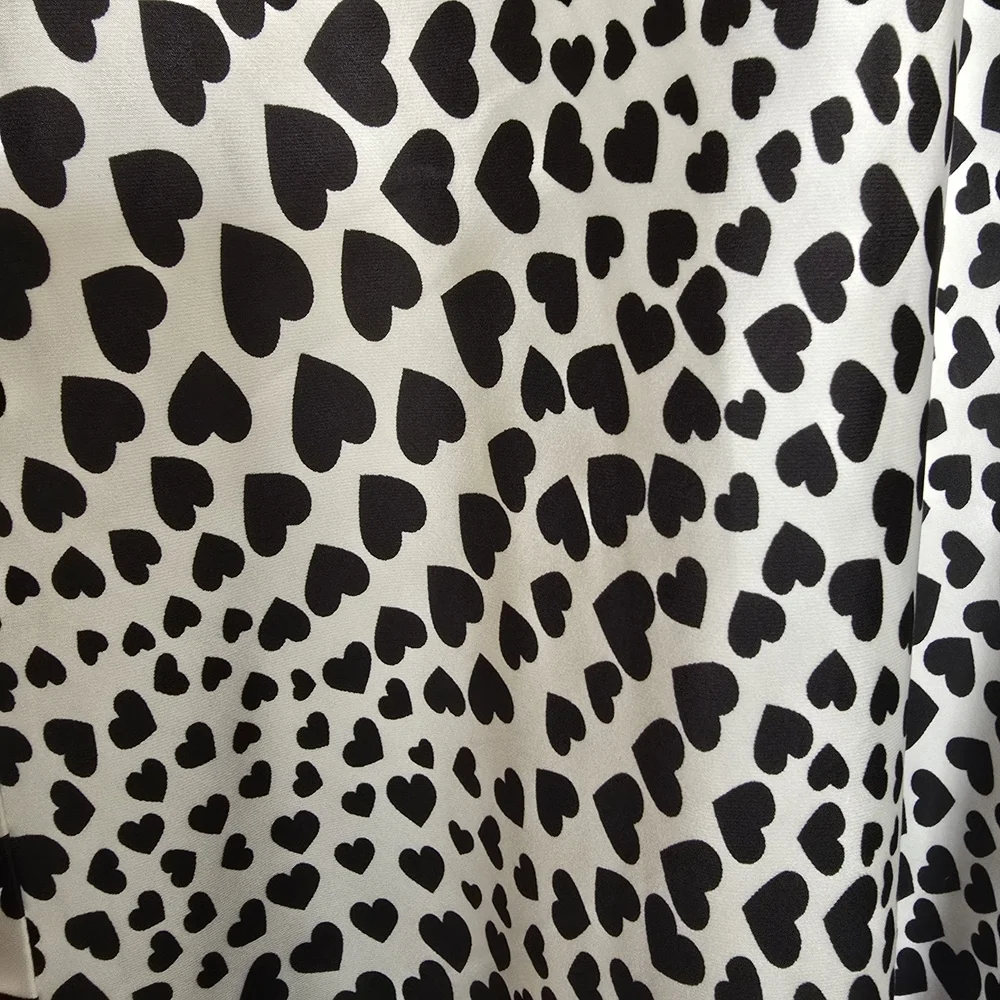 Rachel Zoe Black and White Hearts Patterned A-Line Skirt